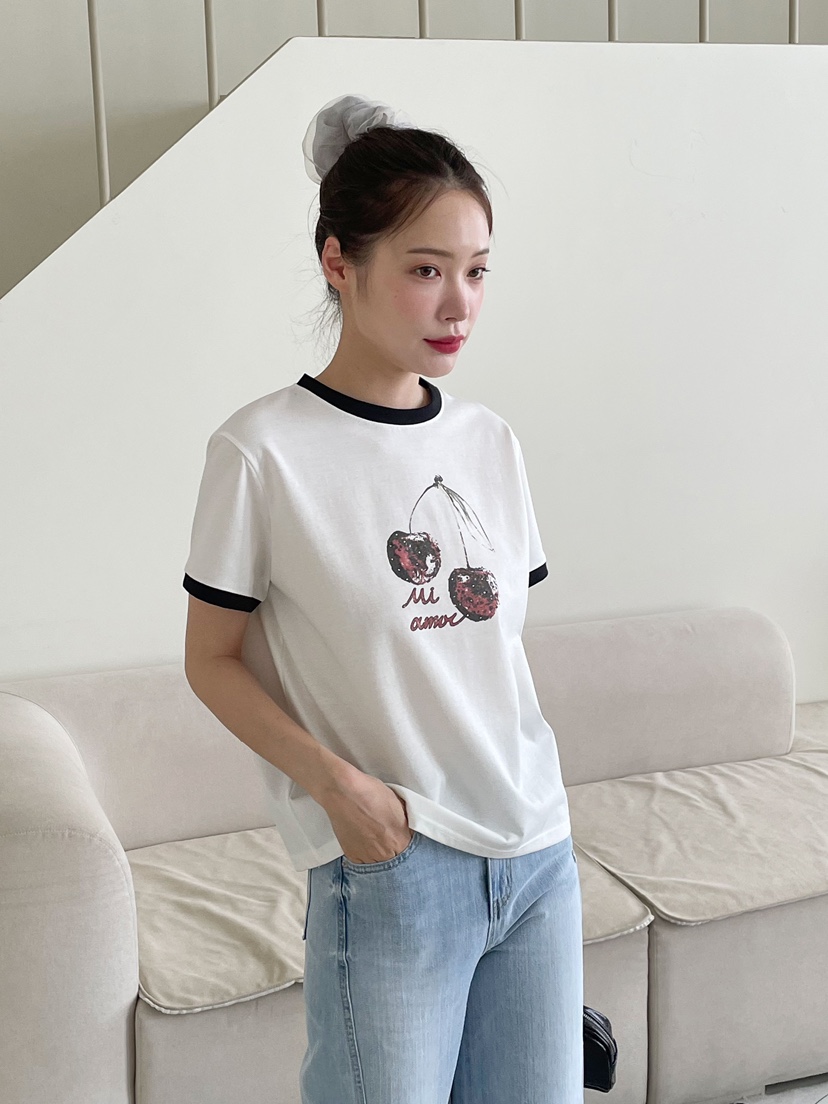 NEOUL韓國㊣直郵東大門代購女裝新款推薦人氣熱賣25春夏T恤NEOUL/ahin雙領標簽T恤