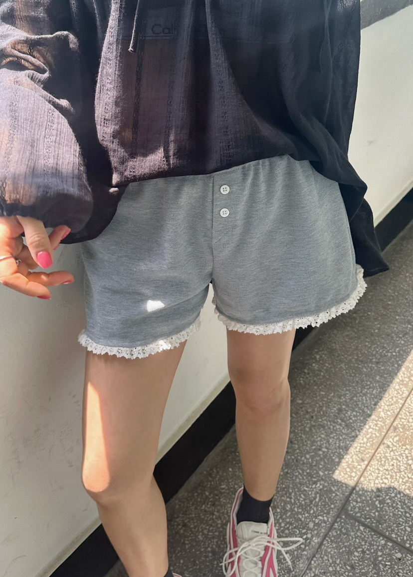 BYRING韓國㊣直郵東大門代購女裝新款休閑人氣熱賣短褲蕾絲BYRING短褲