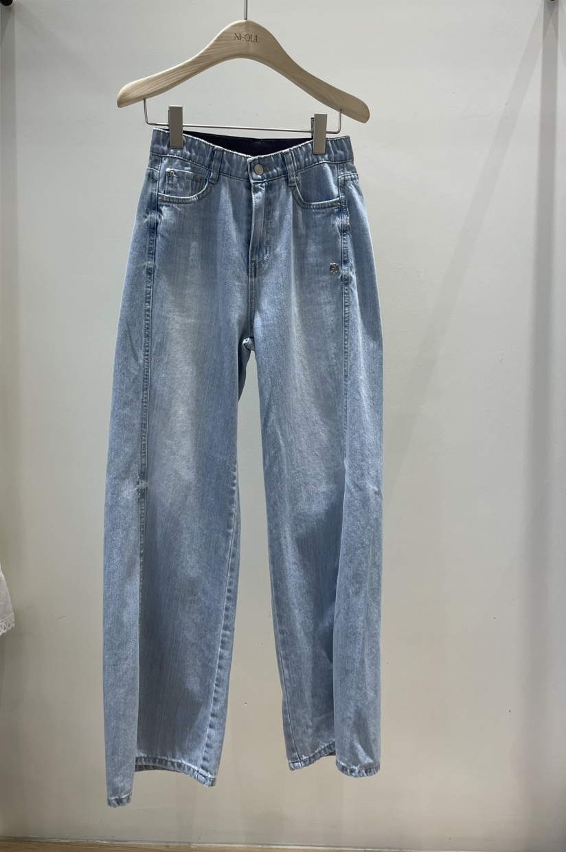 NEOUL韓國直郵㊣東大門實拍女裝新品時尚25春夏休閑熱賣褲子NEOUL/ahin雙領標簽褲子