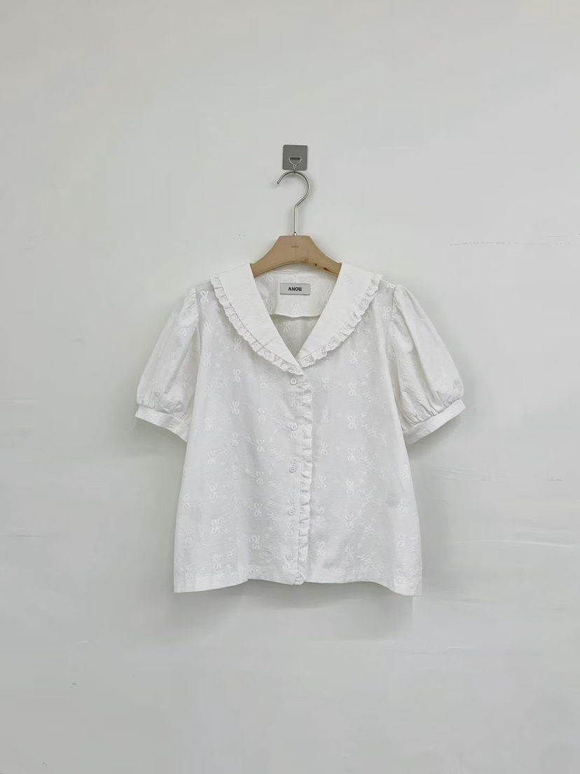 ANOU韓國直郵㊣女裝新品推薦休閑熱賣時尚人氣25春夏襯衫蕾絲衫ANOU襯衫/蕾絲衫圖色2