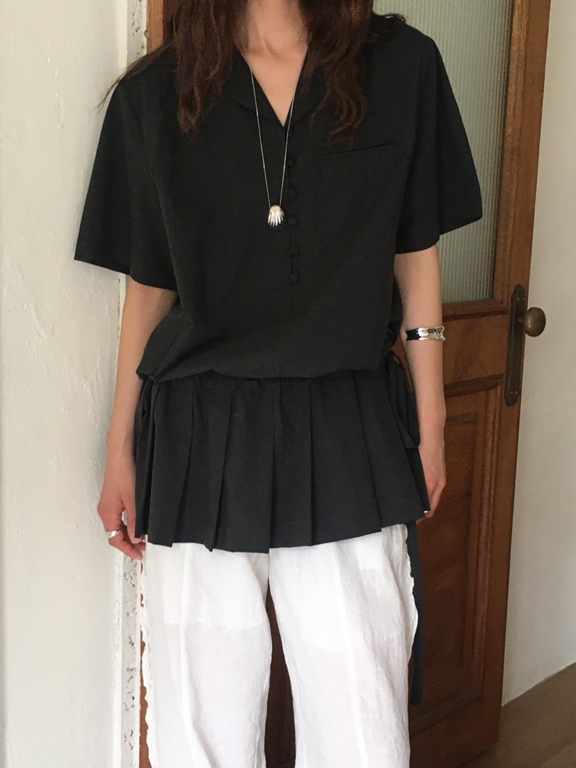 OURS韓國直郵㊣女裝新款熱賣推薦休閑時尚人氣襯衫蕾絲衫褶皺OURS襯衫/蕾絲衫