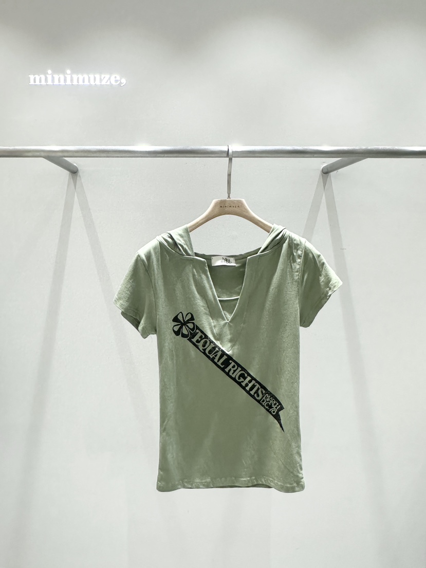MINIMUZE韓國直郵㊣女裝新款休閑人氣25春夏推薦時尚T恤連帽衫MINIMUZET恤圖色3