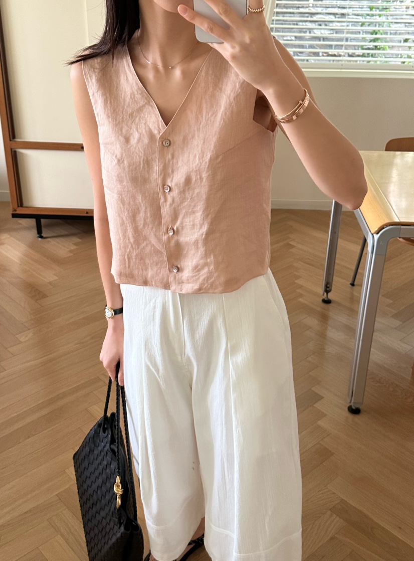 LE VASE直郵韓國代購㊣女裝新品人氣休閑熱賣25春夏時尚馬甲LE VASE馬甲