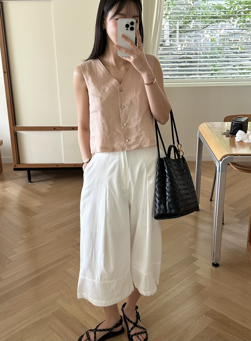 LE VASE直郵韓國代購㊣女裝新品人氣休閑熱賣25春夏時尚馬甲LE VASE馬甲
