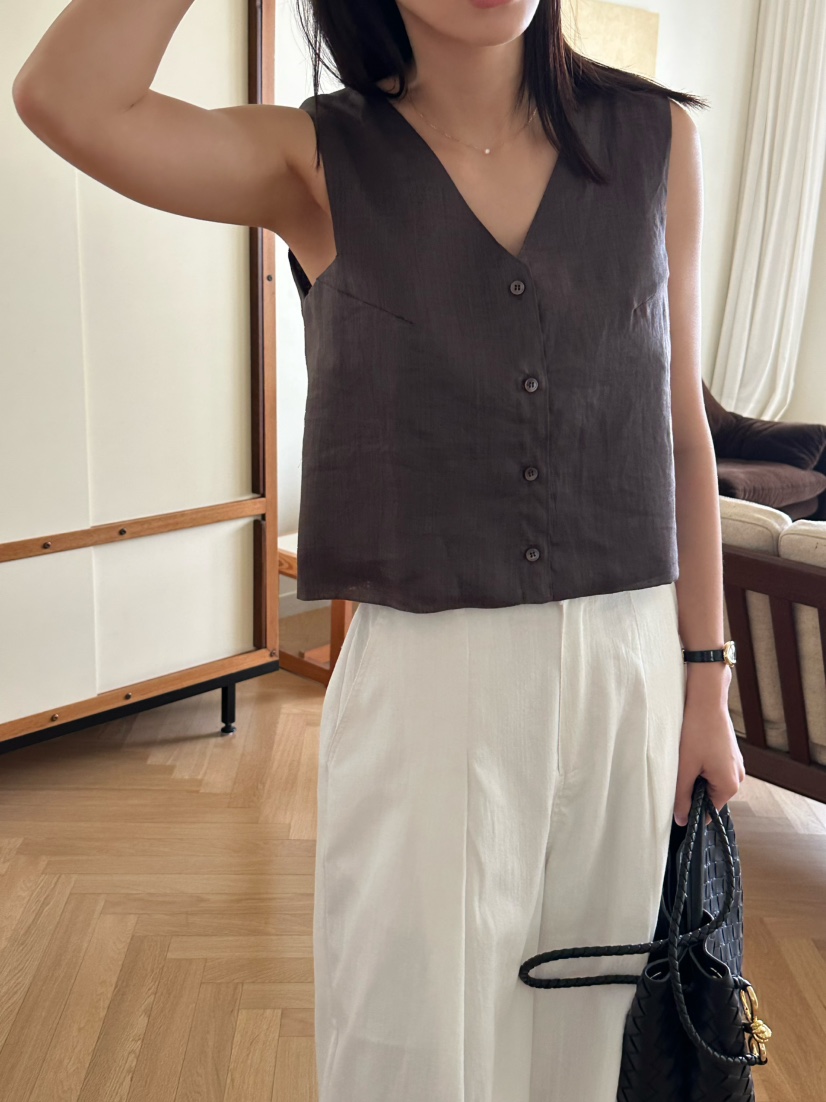 LE VASE直郵韓國代購㊣女裝新品人氣休閑熱賣25春夏時尚馬甲LE VASE馬甲