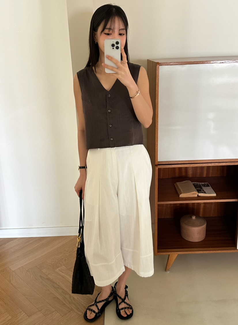 LE VASE直郵韓國代購㊣女裝新品人氣休閑熱賣25春夏時尚馬甲LE VASE馬甲