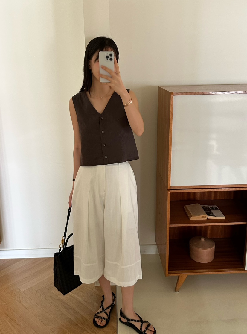 LE VASE直郵韓國代購㊣女裝新品人氣休閑熱賣25春夏時尚馬甲LE VASE馬甲