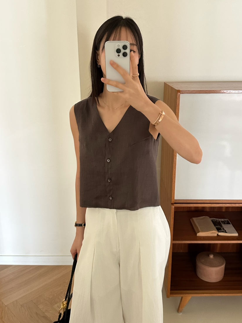 LE VASE直郵韓國代購㊣女裝新品人氣休閑熱賣25春夏時尚馬甲LE VASE馬甲圖色3