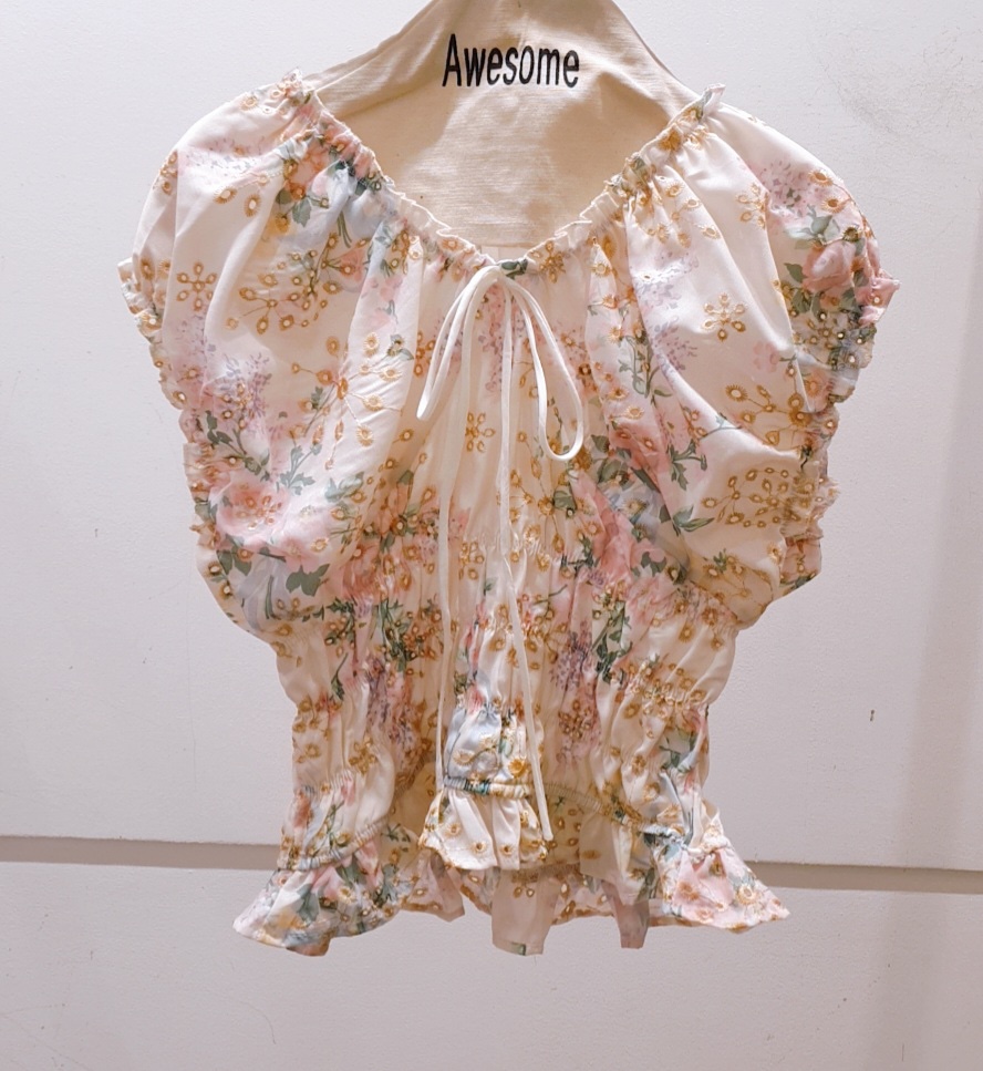 AWESOME-P直郵韓國代購㊣女裝新品休閑熱賣25春夏襯衫蕾絲衫AWESOME-P襯衫/蕾絲衫