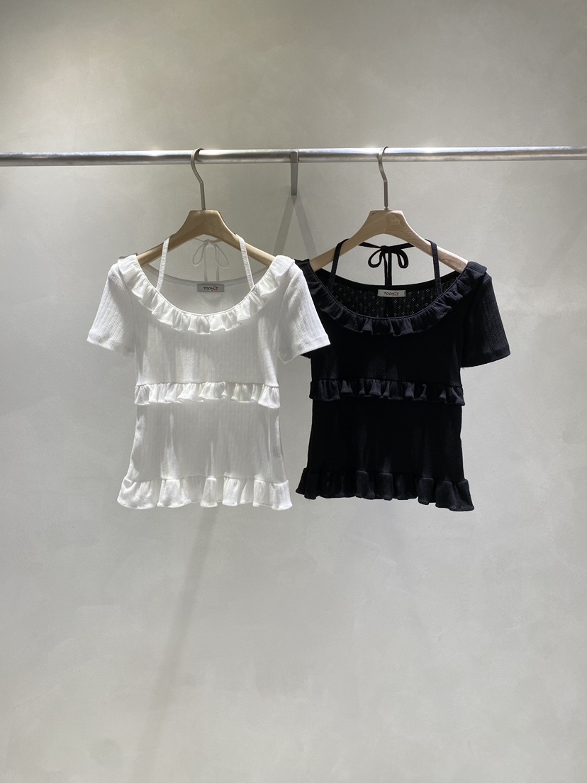 TOO HOT韓國直郵㊣東大門實拍女裝新品休閑推薦熱賣T恤荷葉邊TOO HOTT恤