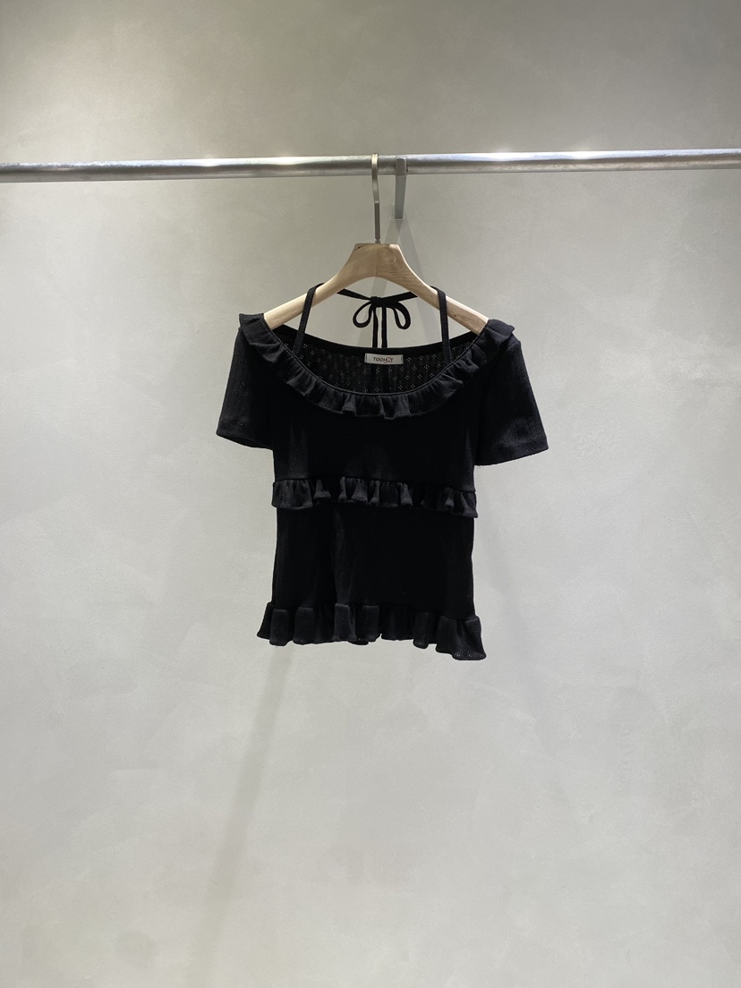 TOO HOT韓國直郵㊣東大門實拍女裝新品休閑推薦熱賣T恤荷葉邊TOO HOTT恤圖色2