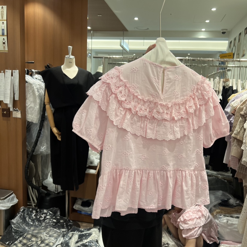 OGI韓國直郵㊣女裝新品推薦熱賣休閑時尚人氣25春夏襯衫蕾絲衫FLat OGI襯衫/蕾絲衫