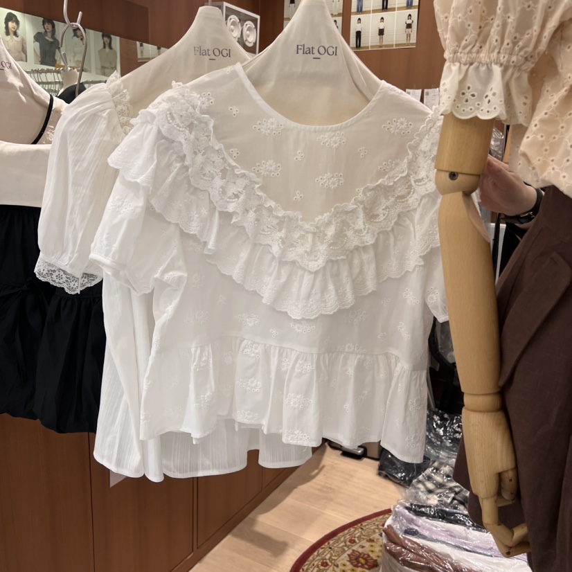 OGI韓國直郵㊣女裝新品推薦熱賣休閑時尚人氣25春夏襯衫蕾絲衫FLat OGI襯衫/蕾絲衫圖色2