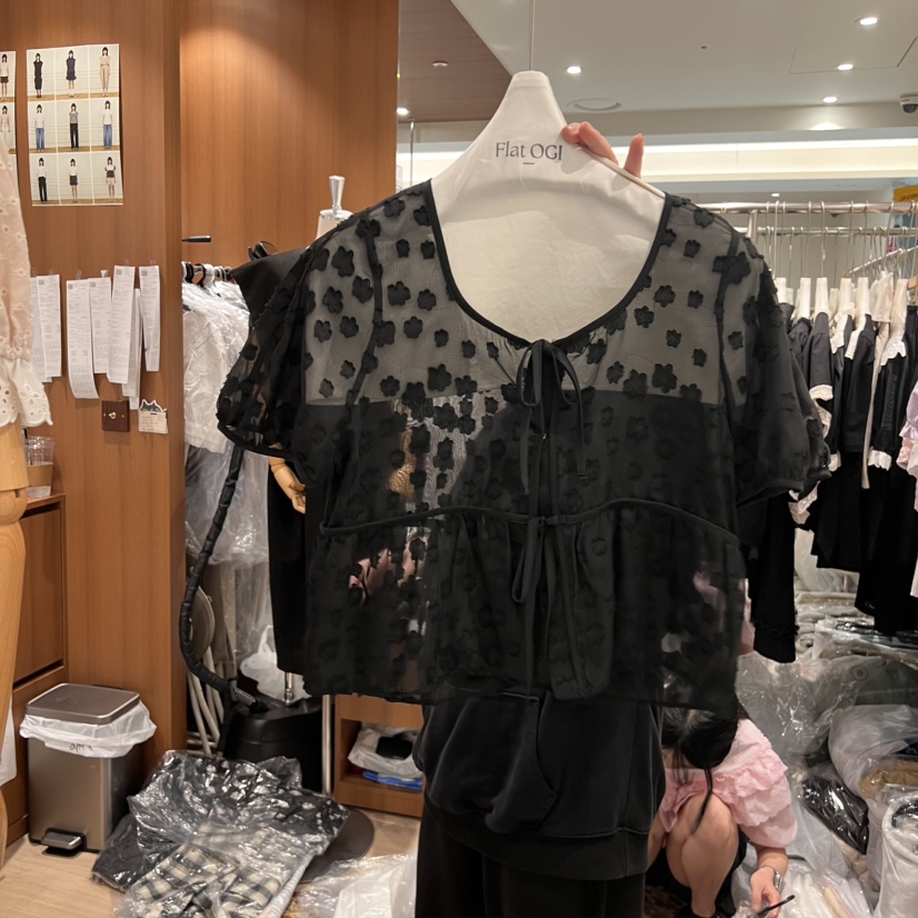 OGI直郵韓國代購㊣女裝新品25春夏休閑人氣推薦襯衫蕾絲衫開衫FLat OGI襯衫/蕾絲衫