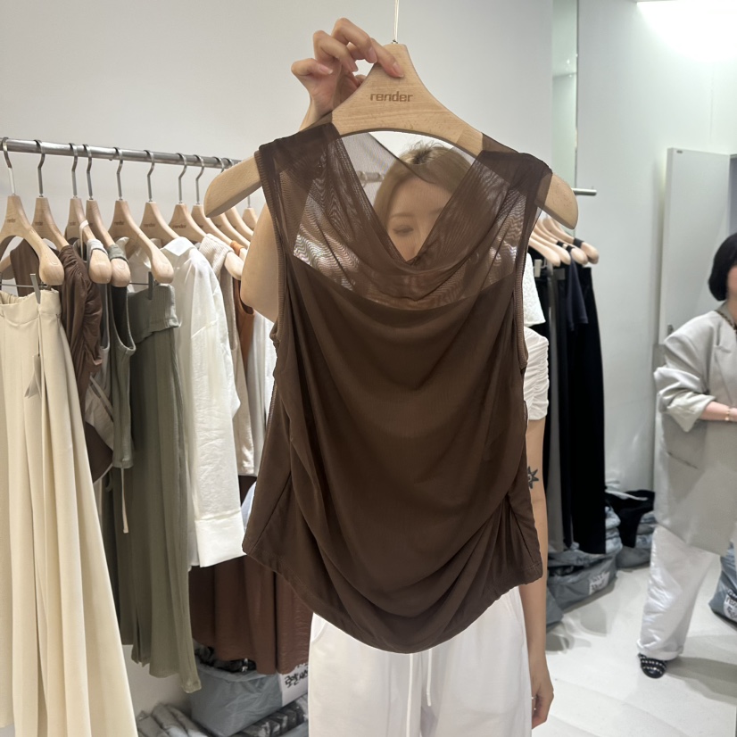 RENDER韓國直郵㊣東大門實拍女裝新品休閑25春夏吊帶背心透明RENDER吊帶/背心圖色3