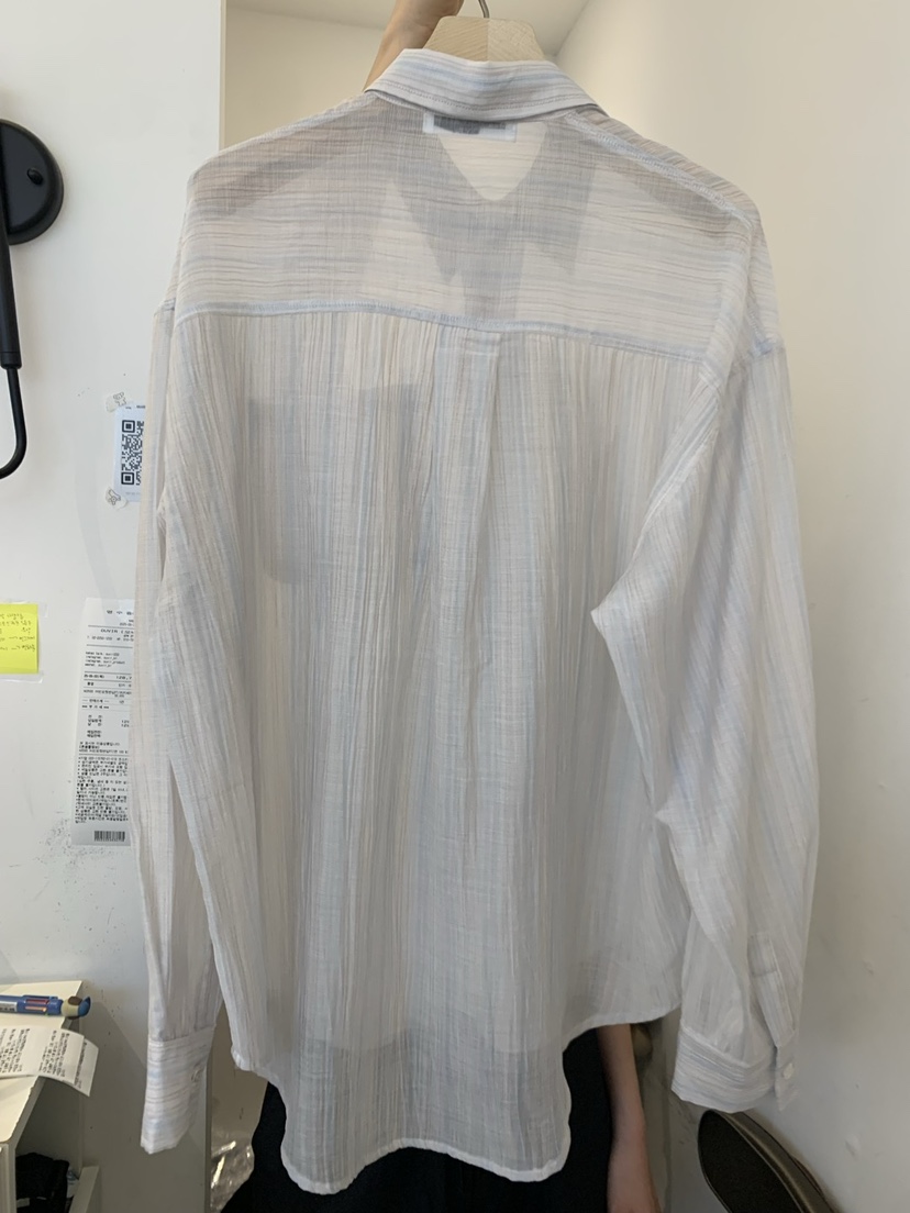 OUVIR韓國㊣直郵東大門代購女裝新品25春夏襯衫蕾絲衫透明條紋O.V.R/OUVIR襯衫/蕾絲衫