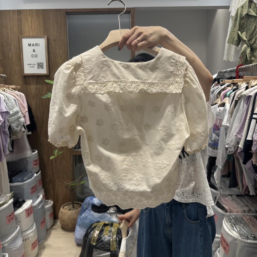 MARI CO直郵韓國代購㊣女裝新品休閑時尚25春夏襯衫蕾絲衫MARI CO襯衫/蕾絲衫
