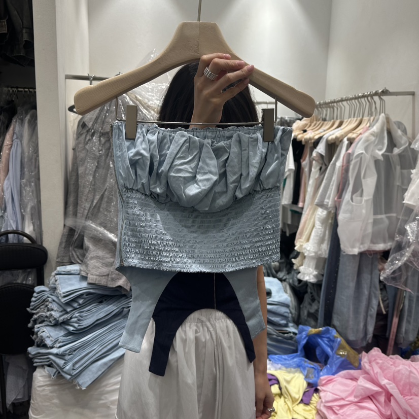 BERTHA韓國直郵㊣女裝新品休閑熱賣25春夏推薦吊帶背心褶皺BERTHA吊帶/背心