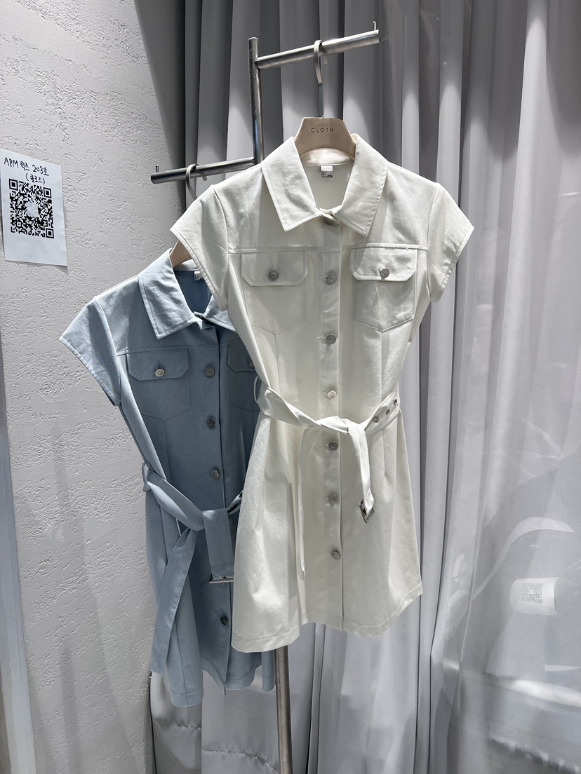 CLOTH韓國㊣直郵東大門代購女裝新品休閑人氣時尚連衣裙含腰帶CLOTH連衣裙