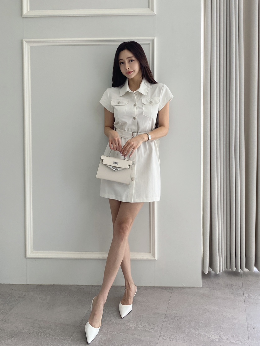 CLOTH韓國㊣直郵東大門代購女裝新品休閑人氣時尚連衣裙含腰帶CLOTH連衣裙圖色2