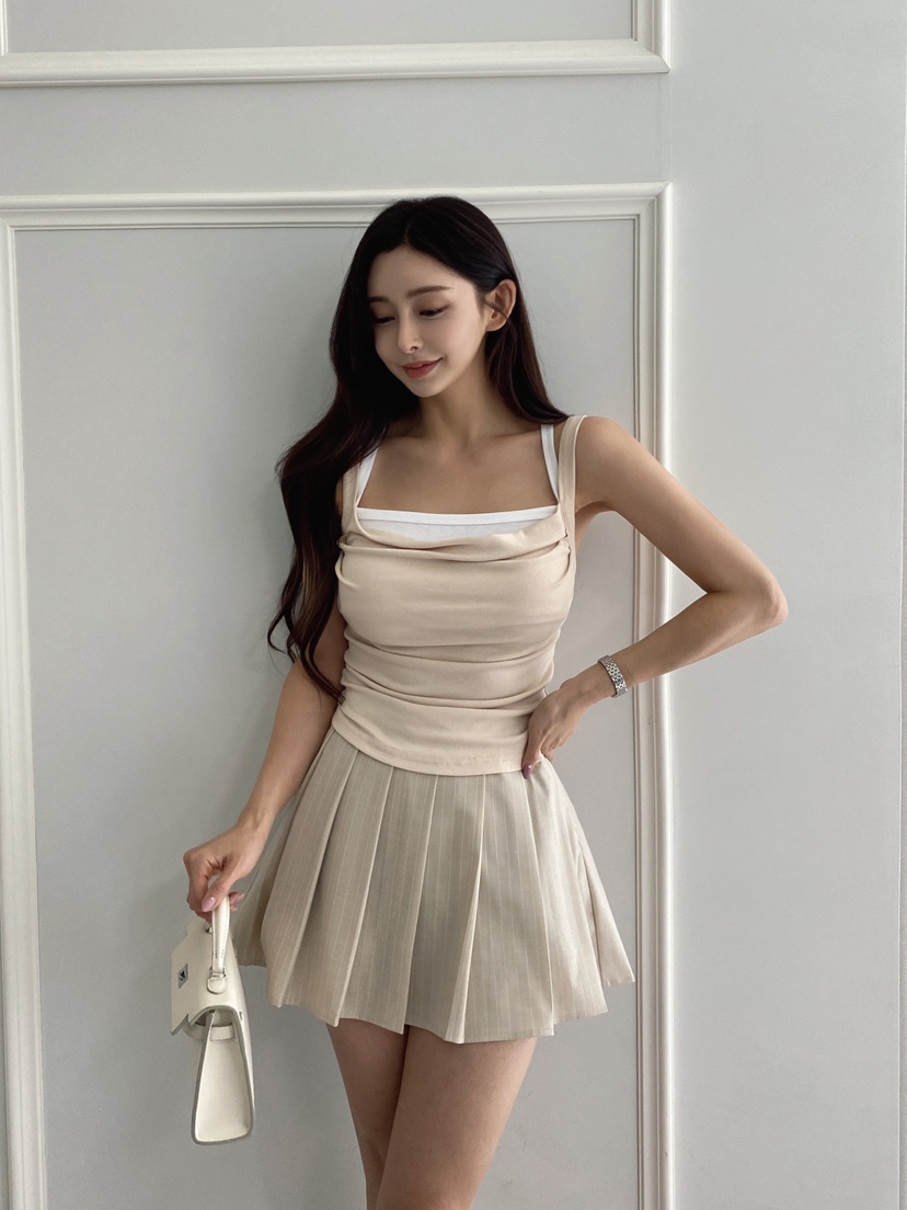 CLOTH直郵韓國代購㊣女裝新款休閑時尚人氣熱賣吊帶背心假兩件CLOTH吊帶/背心