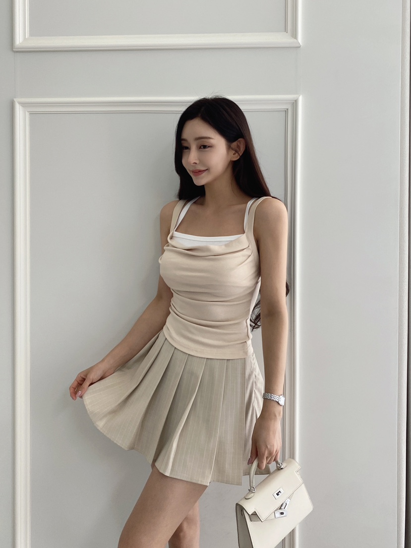 CLOTH直郵韓國代購㊣女裝新款休閑時尚人氣熱賣吊帶背心假兩件CLOTH吊帶/背心