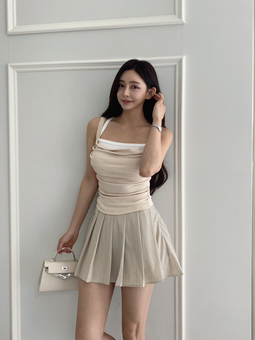 CLOTH直郵韓國代購㊣女裝新款休閑時尚人氣熱賣吊帶背心假兩件CLOTH吊帶/背心