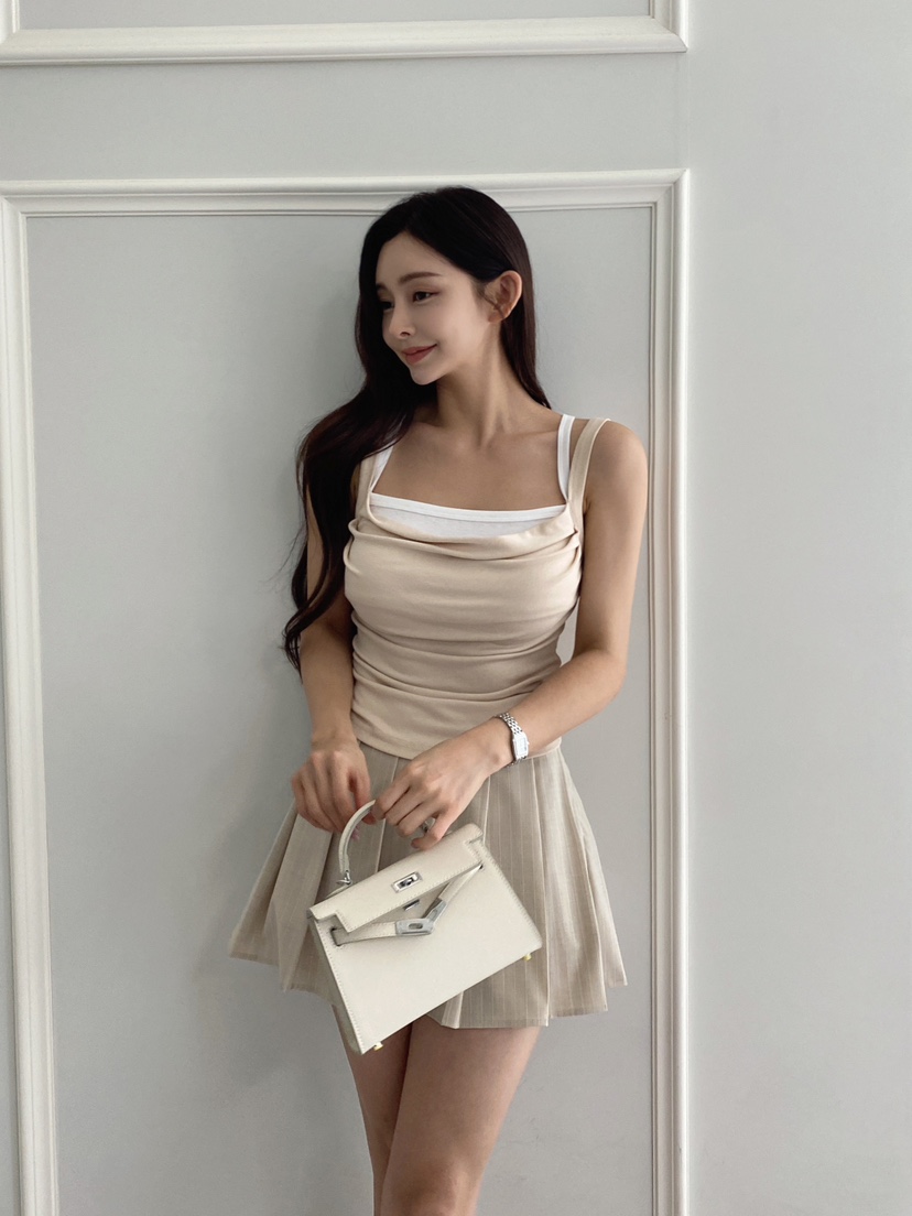 CLOTH直郵韓國代購㊣女裝新款休閑時尚人氣熱賣吊帶背心假兩件CLOTH吊帶/背心