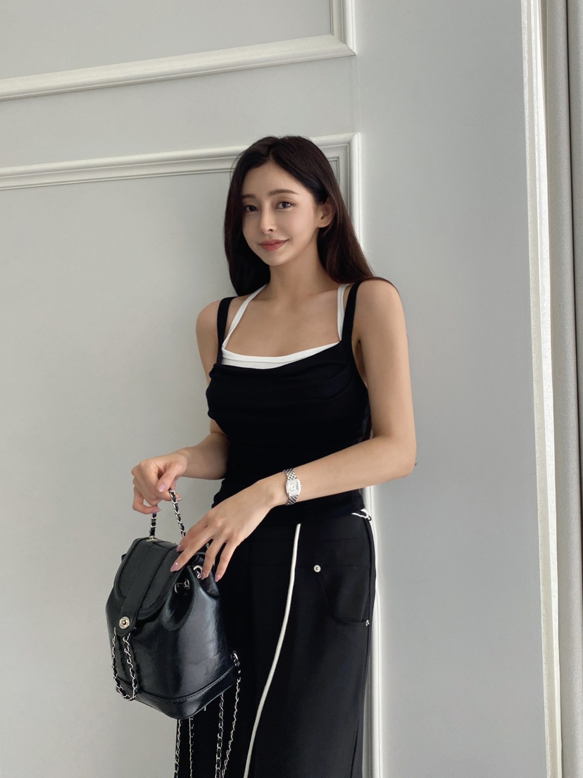 CLOTH直郵韓國代購㊣女裝新款休閑時尚人氣熱賣吊帶背心假兩件CLOTH吊帶/背心
