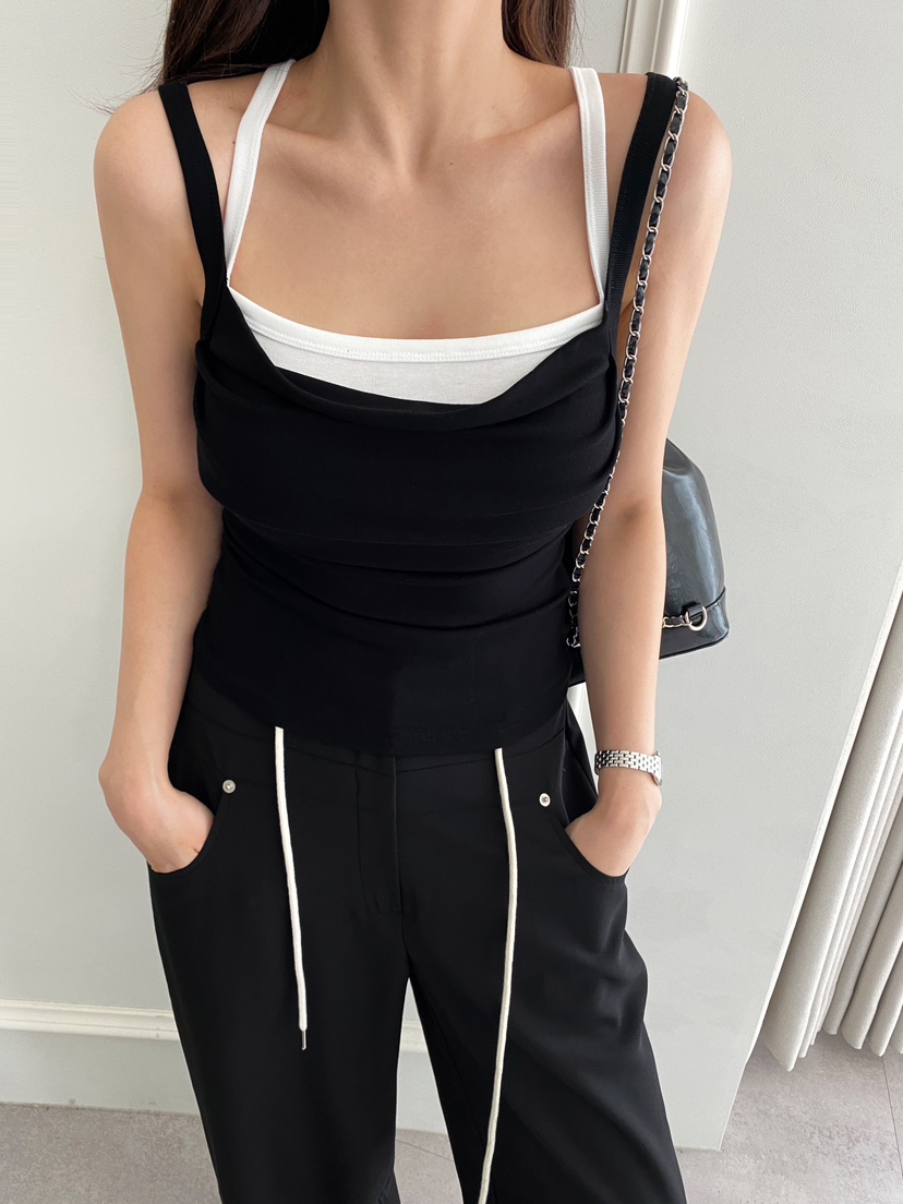 CLOTH直郵韓國代購㊣女裝新款休閑時尚人氣熱賣吊帶背心假兩件CLOTH吊帶/背心圖色2