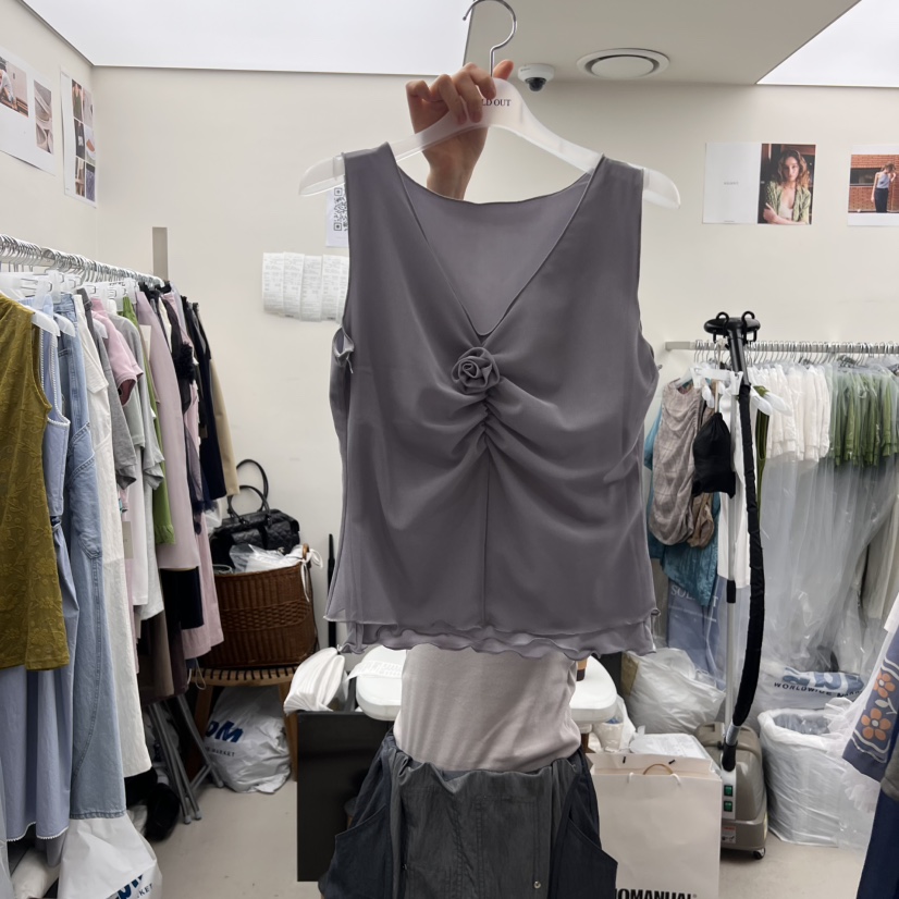 SOLD OUT直郵韓國代購㊣女裝新款熱賣25春夏人氣休閑吊帶背心SOLD OUT吊帶/背心圖色3