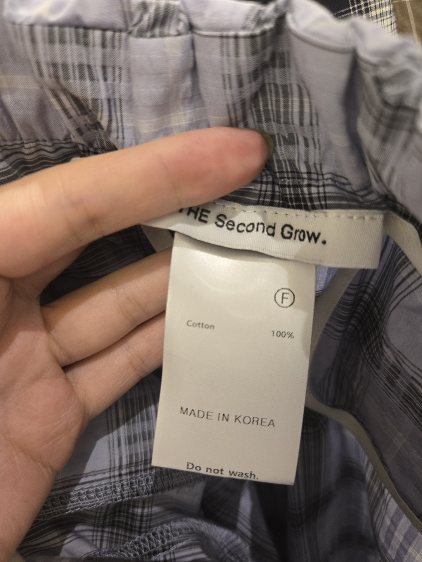 THE SECOND GROW韓國直郵㊣女裝新品熱賣推薦休閑褲格紋綁帶THE SECOND GROW休閑褲