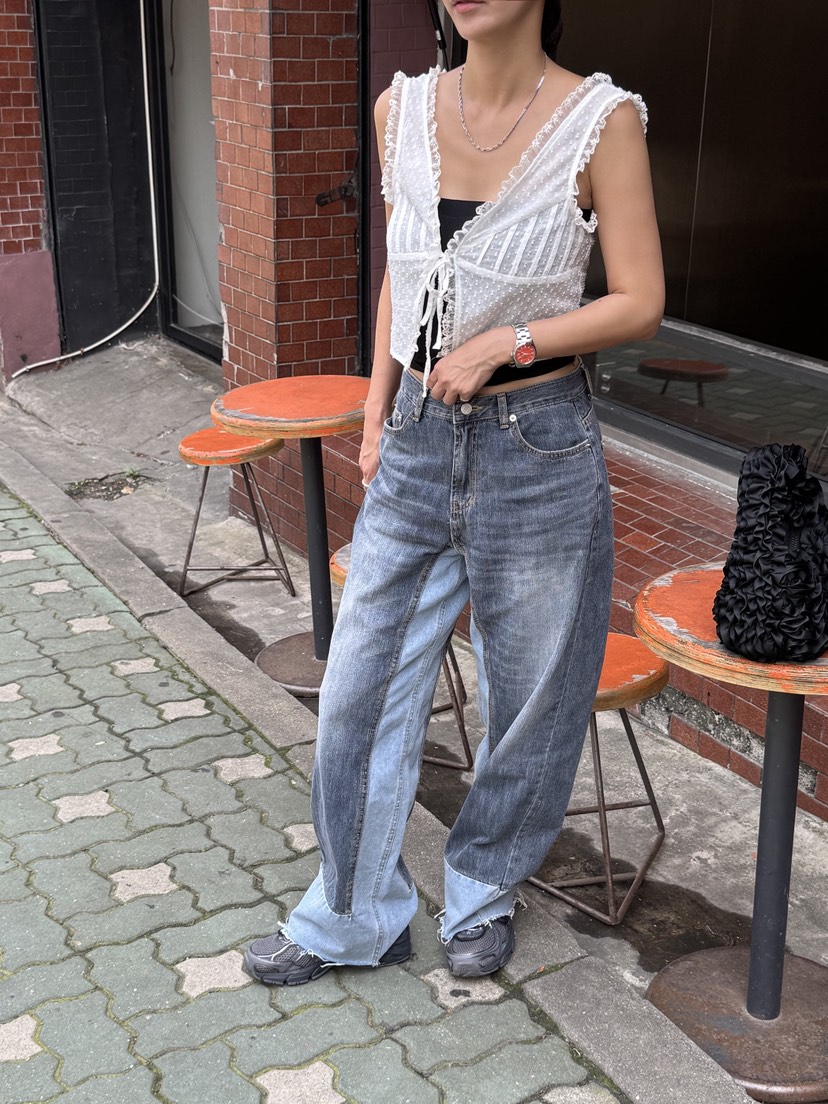 SUNDER MARKET直郵韓國代購㊣女裝新品時尚休閑25春夏牛仔褲SUNDER MARKET牛仔褲