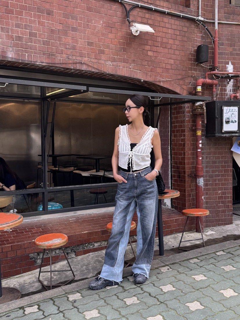 SUNDER MARKET直郵韓國代購㊣女裝新品時尚休閑25春夏牛仔褲SUNDER MARKET牛仔褲