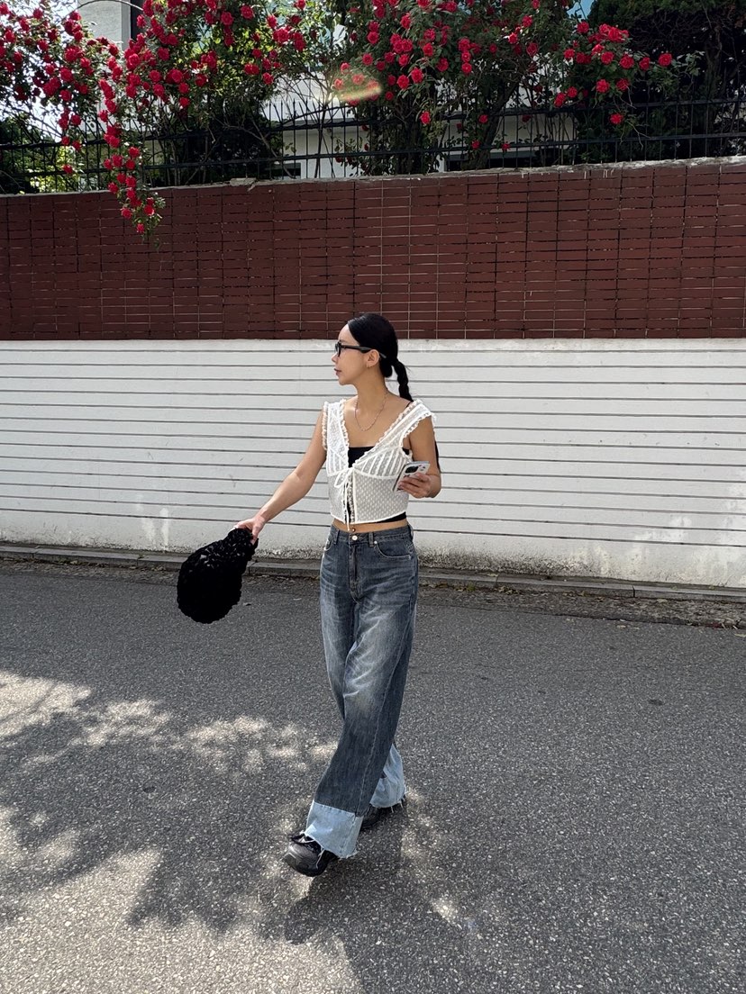 SUNDER MARKET直郵韓國代購㊣女裝新品時尚休閑25春夏牛仔褲SUNDER MARKET牛仔褲