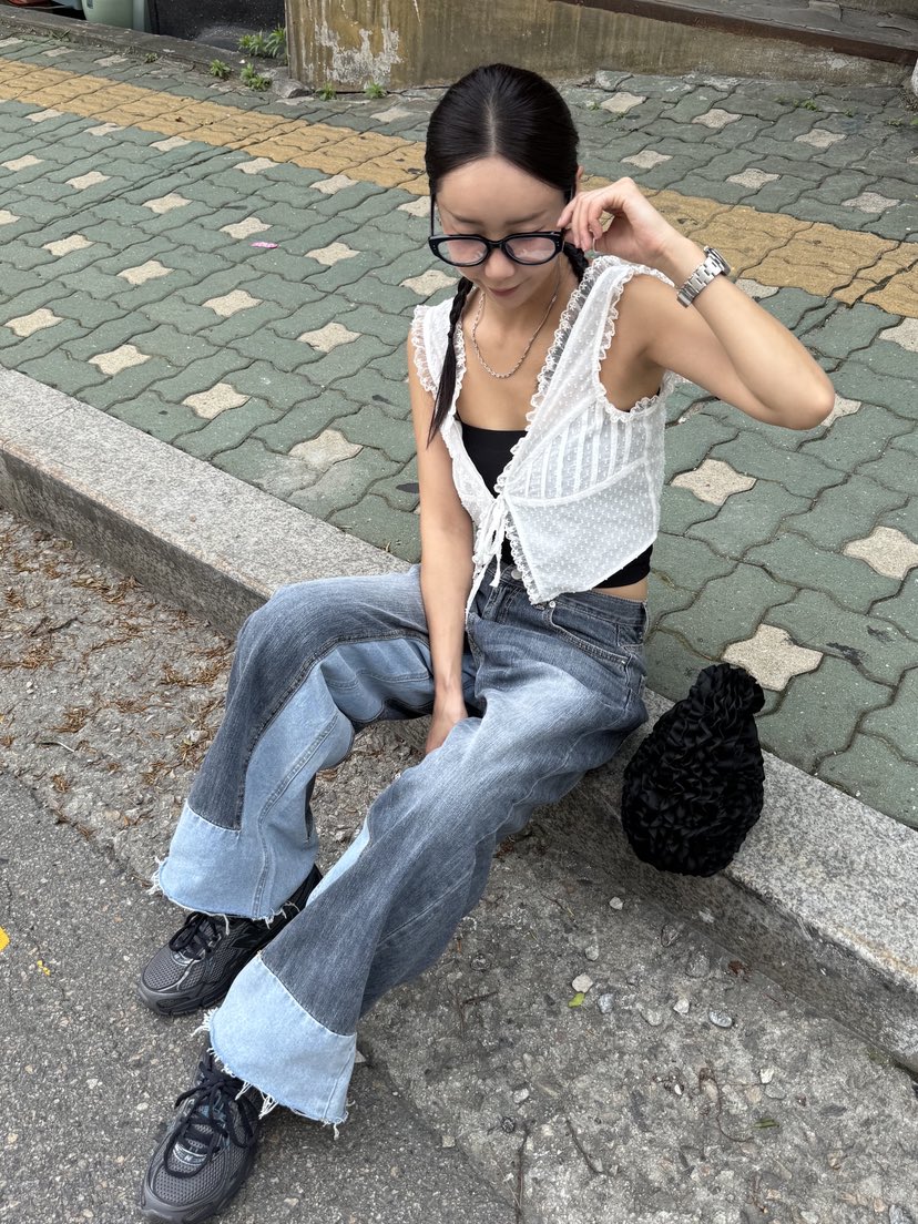 SUNDER MARKET直郵韓國代購㊣女裝新品時尚休閑25春夏牛仔褲SUNDER MARKET牛仔褲