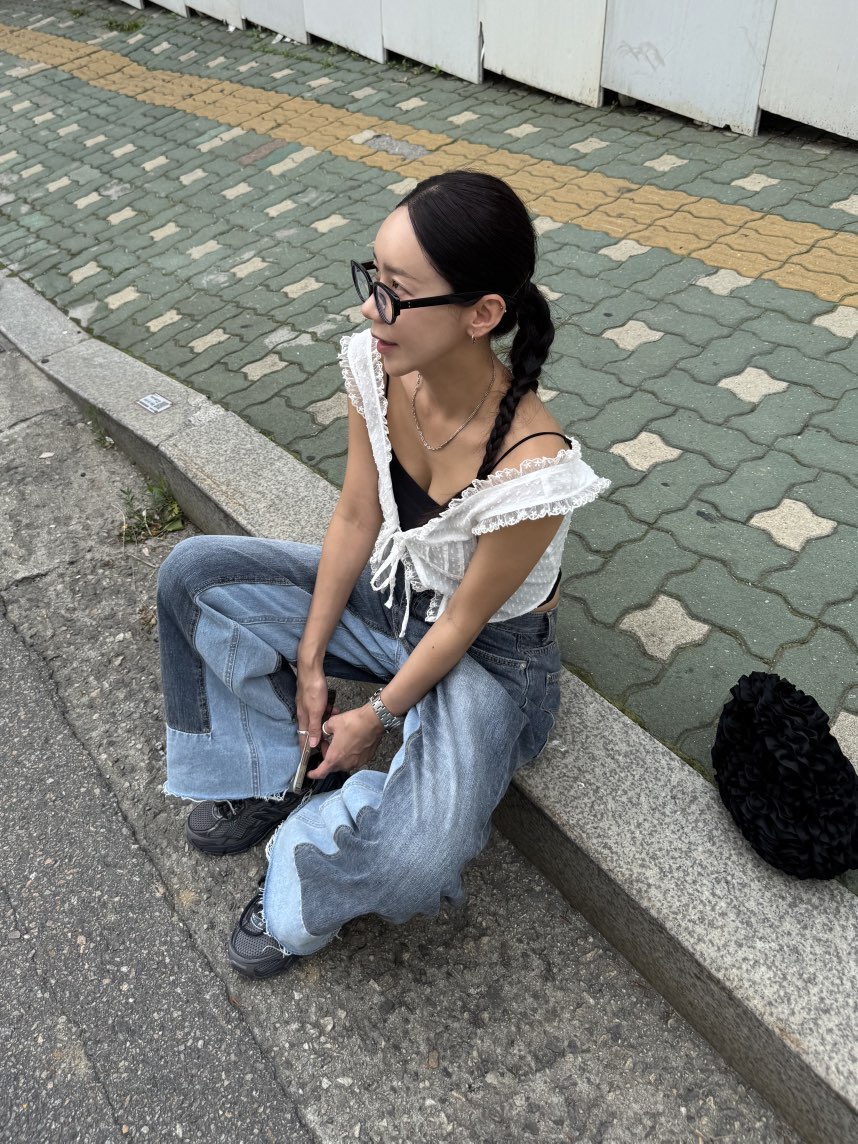 SUNDER MARKET直郵韓國代購㊣女裝新品時尚休閑25春夏牛仔褲SUNDER MARKET牛仔褲