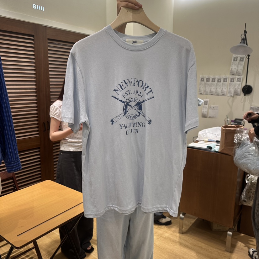 GILLI韓國直郵㊣東大門實拍女裝新款人氣熱賣時尚25春夏T恤GILLIT恤圖色2