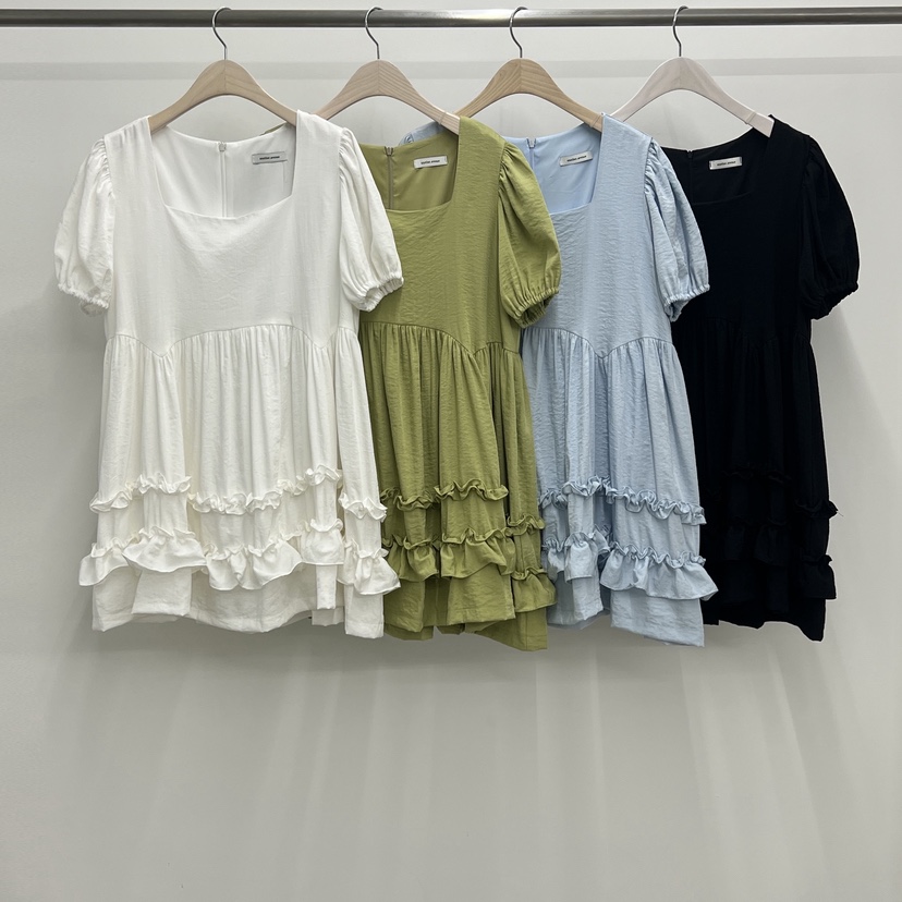 ANOTHER AVENUE韓國代購女士新品25春夏職業休閑連衣裙荷葉邊ANOTHER AVENUE連衣裙