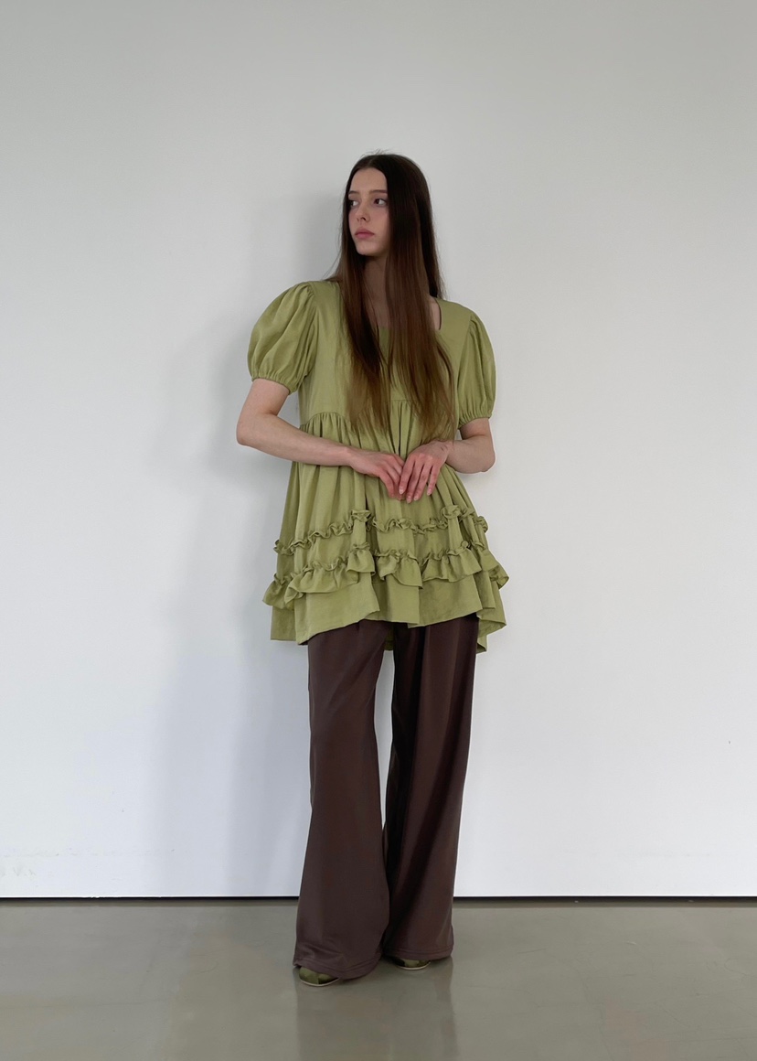ANOTHER AVENUE韓國代購女士新品25春夏職業休閑連衣裙荷葉邊ANOTHER AVENUE連衣裙