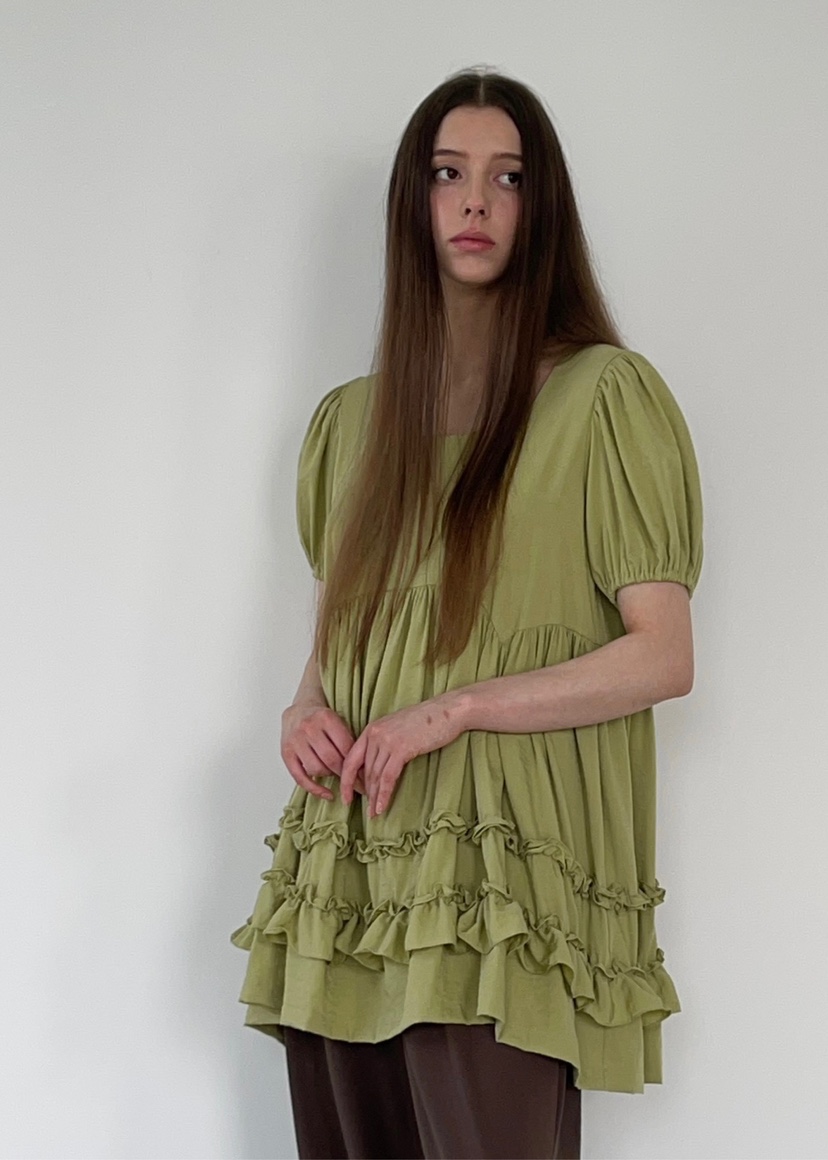 ANOTHER AVENUE韓國代購女士新品25春夏職業休閑連衣裙荷葉邊ANOTHER AVENUE連衣裙