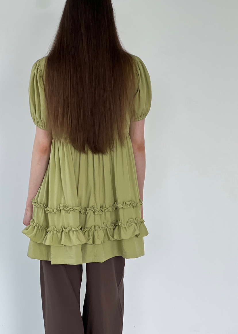 ANOTHER AVENUE韓國代購女士新品25春夏職業休閑連衣裙荷葉邊ANOTHER AVENUE連衣裙