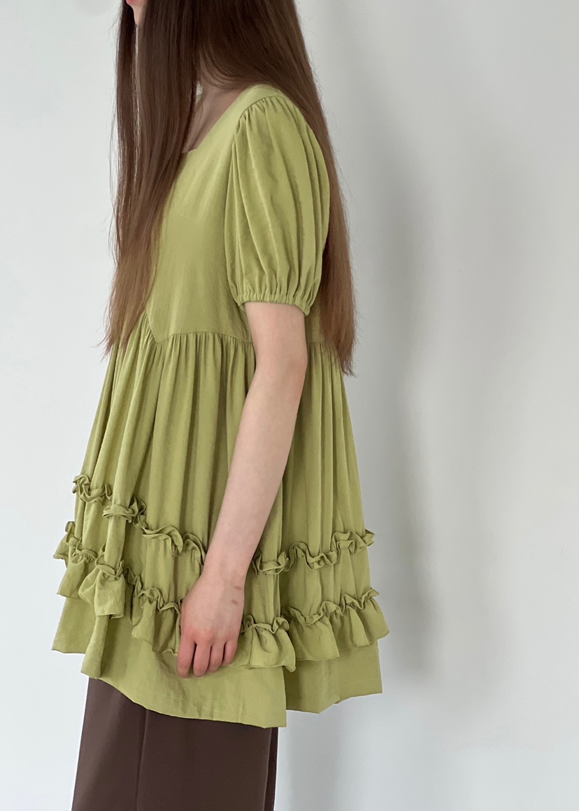 ANOTHER AVENUE韓國代購女士新品25春夏職業休閑連衣裙荷葉邊ANOTHER AVENUE連衣裙