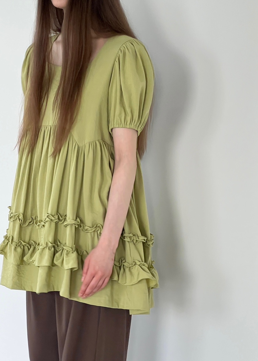 ANOTHER AVENUE韓國代購女士新品25春夏職業休閑連衣裙荷葉邊ANOTHER AVENUE連衣裙
