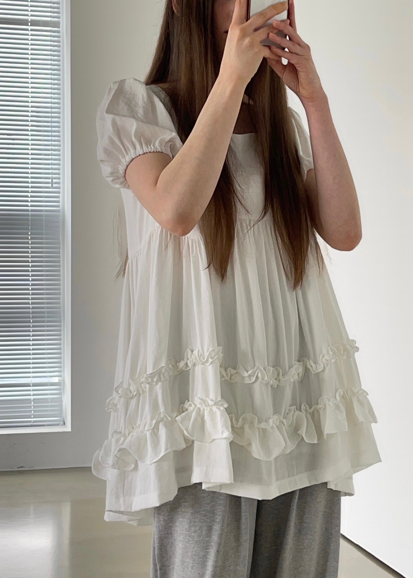 ANOTHER AVENUE韓國代購女士新品25春夏職業休閑連衣裙荷葉邊ANOTHER AVENUE連衣裙