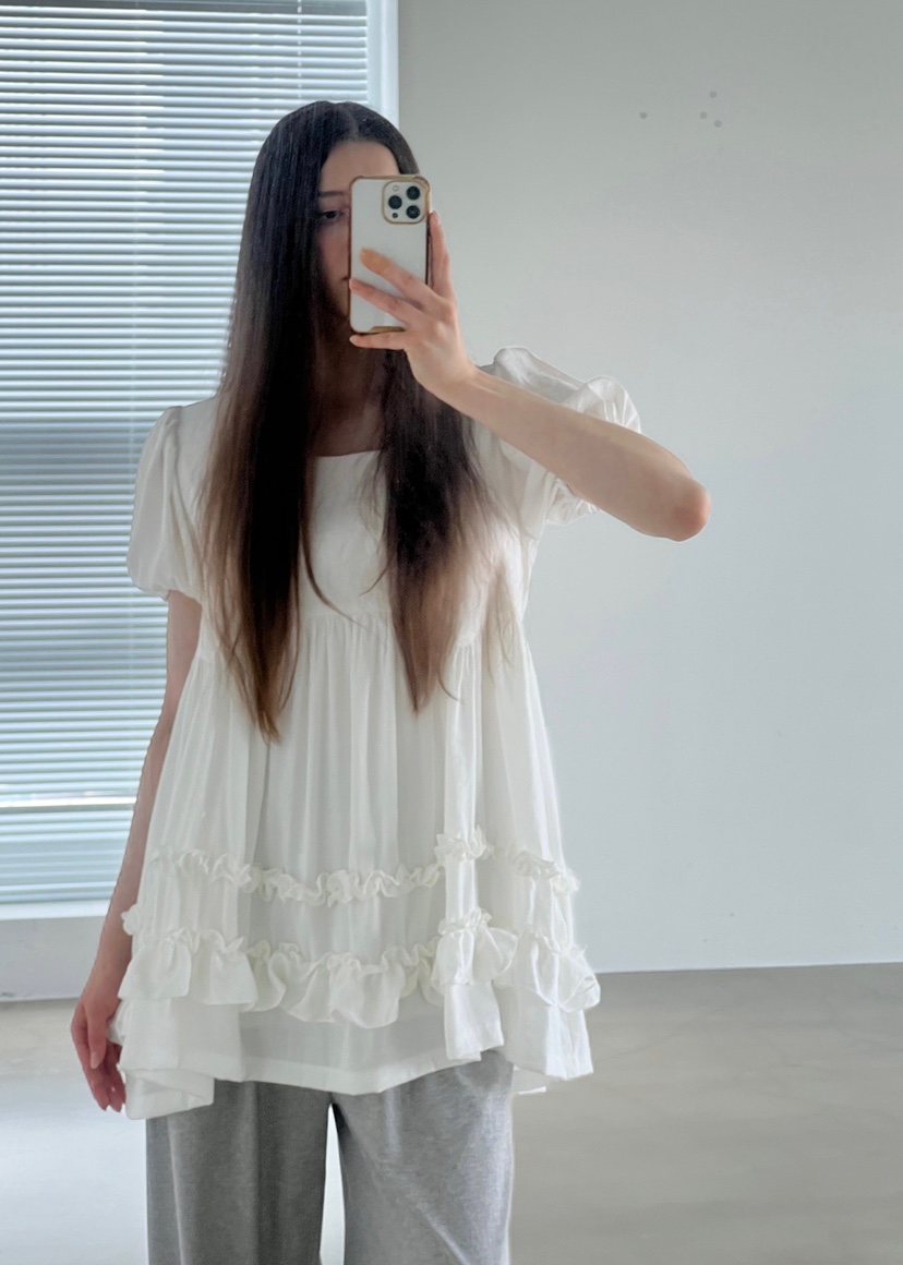 ANOTHER AVENUE韓國代購女士新品25春夏職業休閑連衣裙荷葉邊ANOTHER AVENUE連衣裙