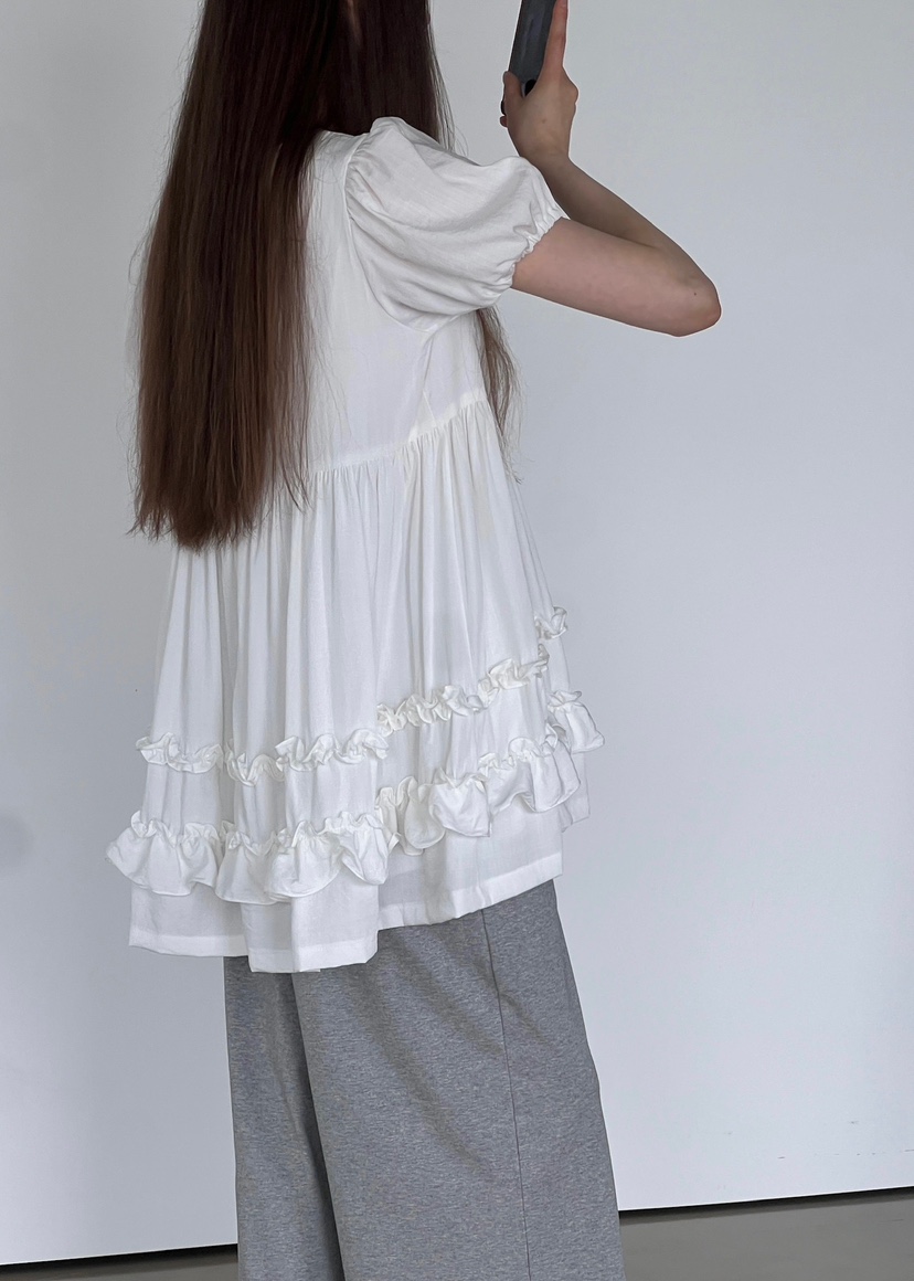 ANOTHER AVENUE韓國代購女士新品25春夏職業休閑連衣裙荷葉邊ANOTHER AVENUE連衣裙