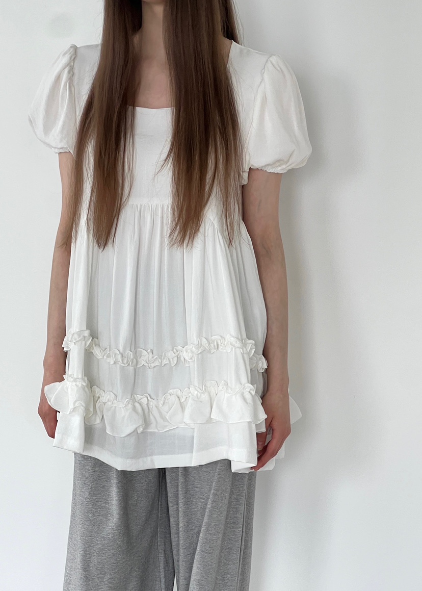 ANOTHER AVENUE韓國代購女士新品25春夏職業休閑連衣裙荷葉邊ANOTHER AVENUE連衣裙