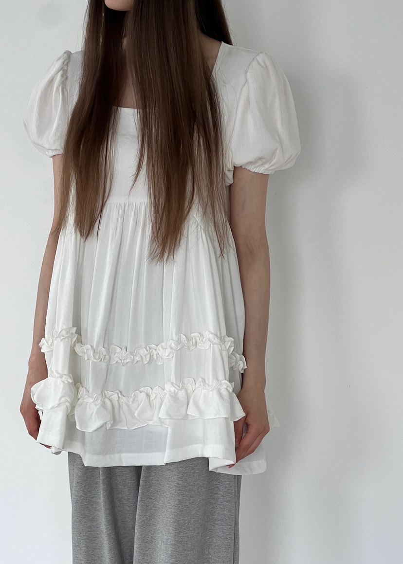 ANOTHER AVENUE韓國代購女士新品25春夏職業休閑連衣裙荷葉邊ANOTHER AVENUE連衣裙