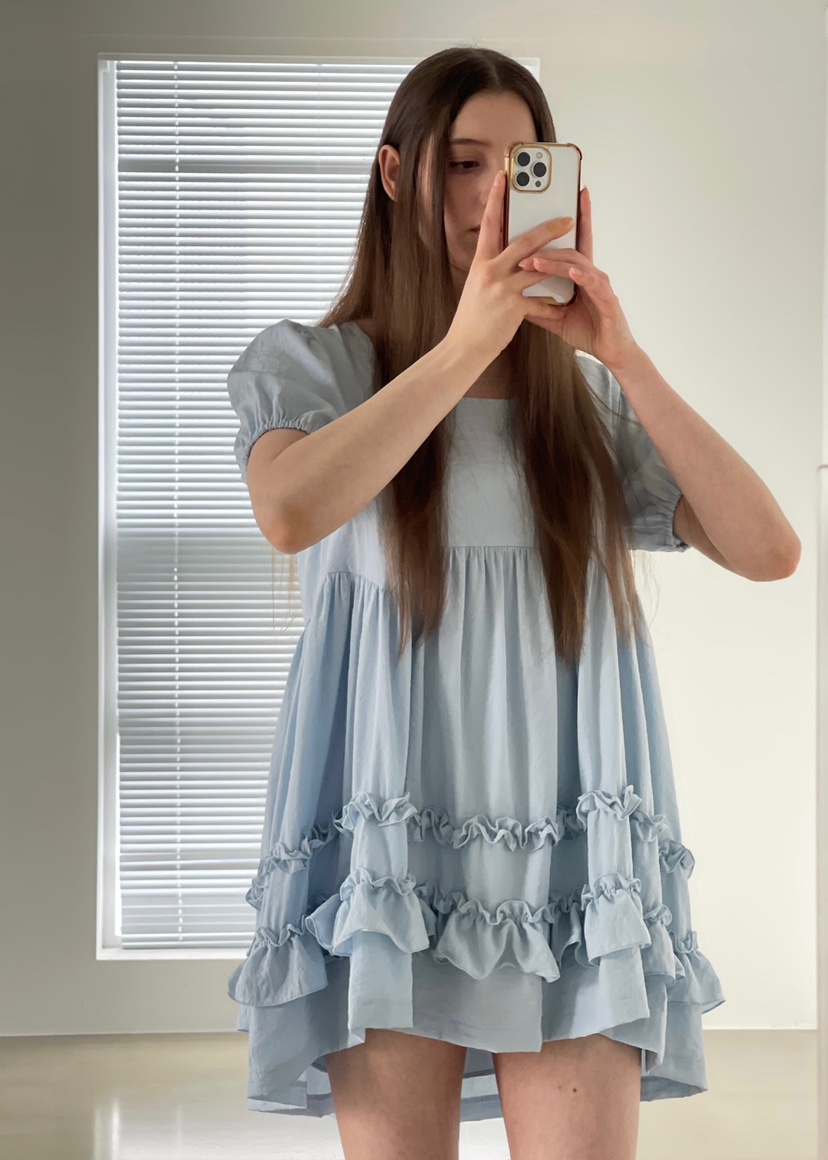 ANOTHER AVENUE韓國代購女士新品25春夏職業休閑連衣裙荷葉邊ANOTHER AVENUE連衣裙